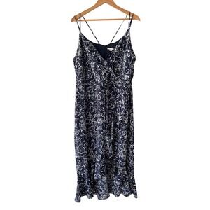 Cato Navy Floral Ruffle High Low Midi Dress Plus Size 20W Wedding Guest Summer
